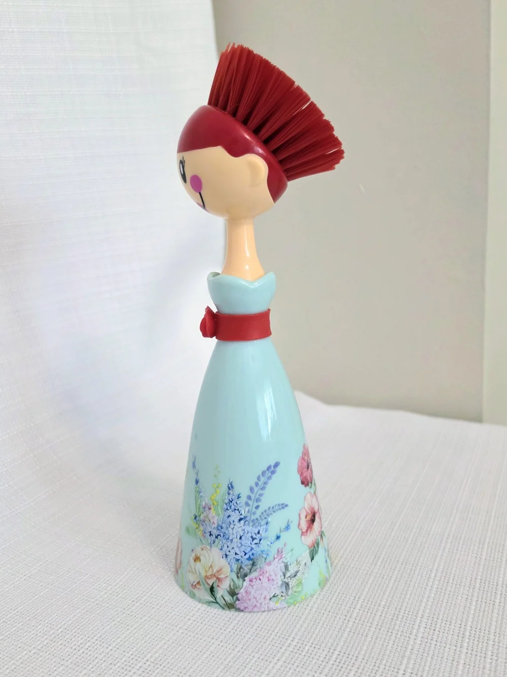 Vigar Doll Kitchen Scrub Brush Lady Green Dress Stand Red Hair Dish Farmhouse